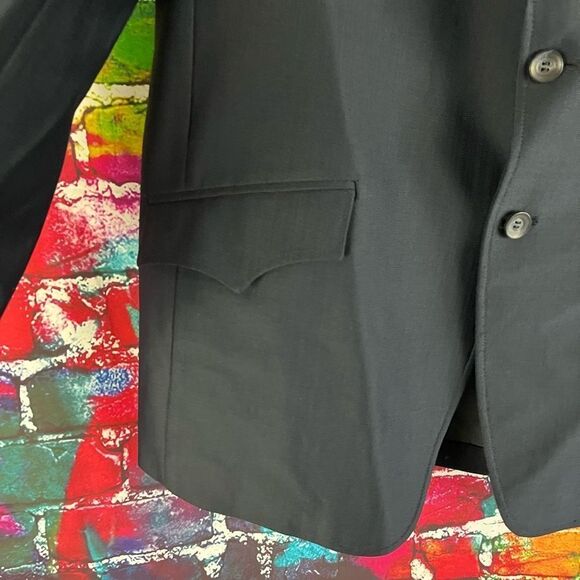 Vintage Dallas Western Apparel Men's 46R Navy Blue Trilobal Wool Blend Jacket Bl - Picture 4 of 6